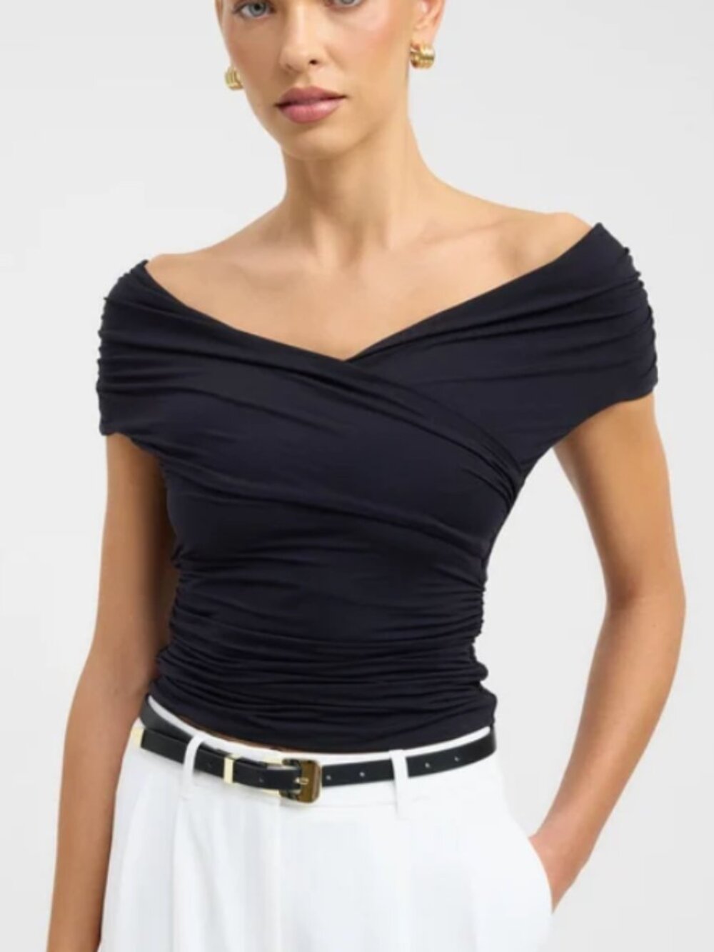 NWT Kookai Addison Off the Shoulder Top Black